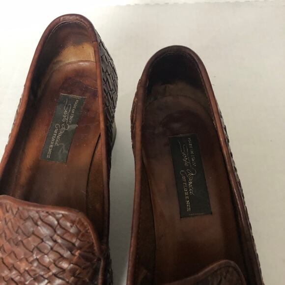 Sesto Meucci Woven Loafer Block Heel Brown 7 Italy - Picture 11 of 12